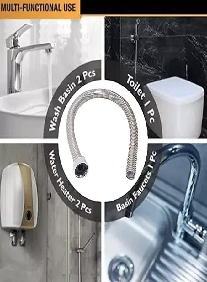 AIMKO Flexible Chrome SS-304 Waste Pipe 1 1/4" (32mm), Stainless Steel Basin Drain Hose for Bathroom and Kitchen, Leakproof, Corrosion-Resistant, Adjustable Flexible Sink Outlet Tube, Pack of 2 - Image 4